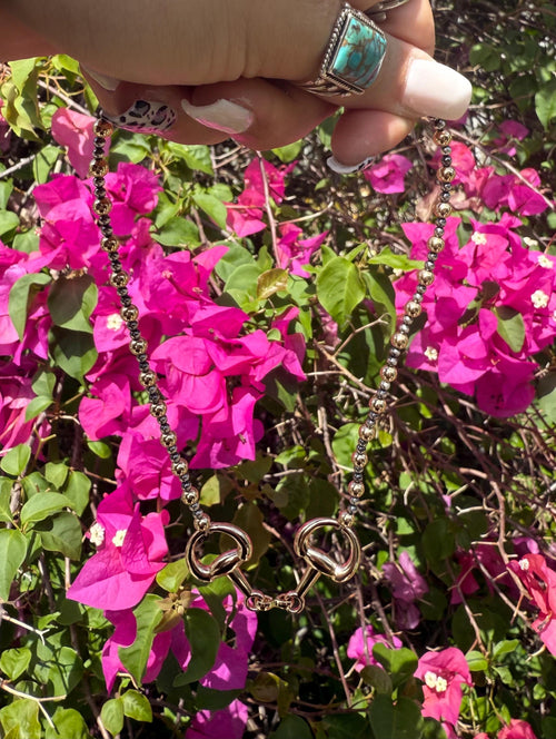 14kt Gold Filled Bead and Sterling Silver Pearl Horse Bit Necklace