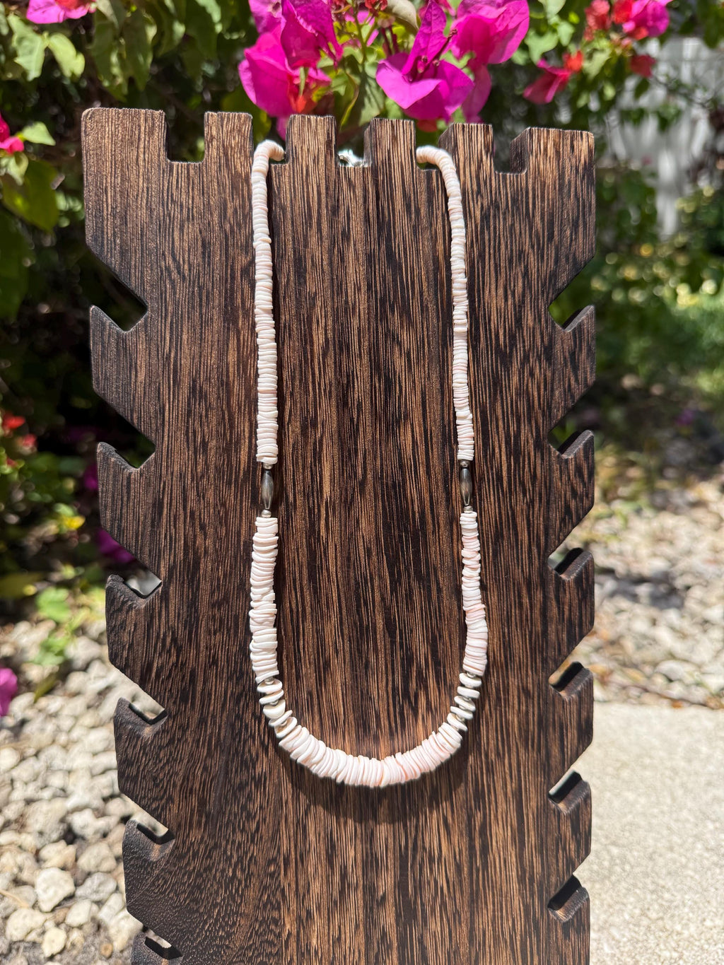 Graduated Pink Luhuanus Shell Heishi Bead and Navajo Inspired Pearl