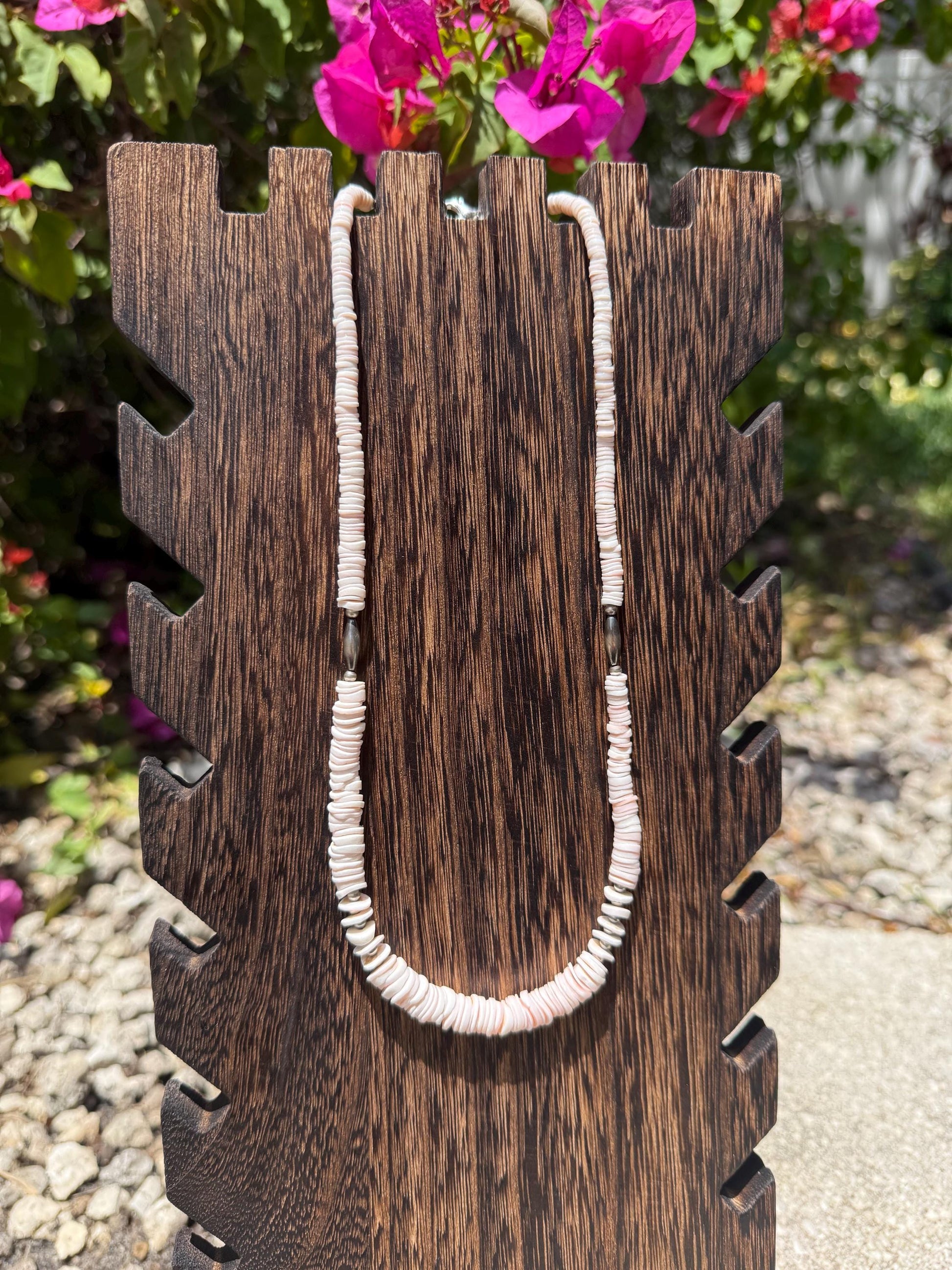 Graduated Pink Luhuanus Shell Heishi Bead and Navajo Inspired Pearl