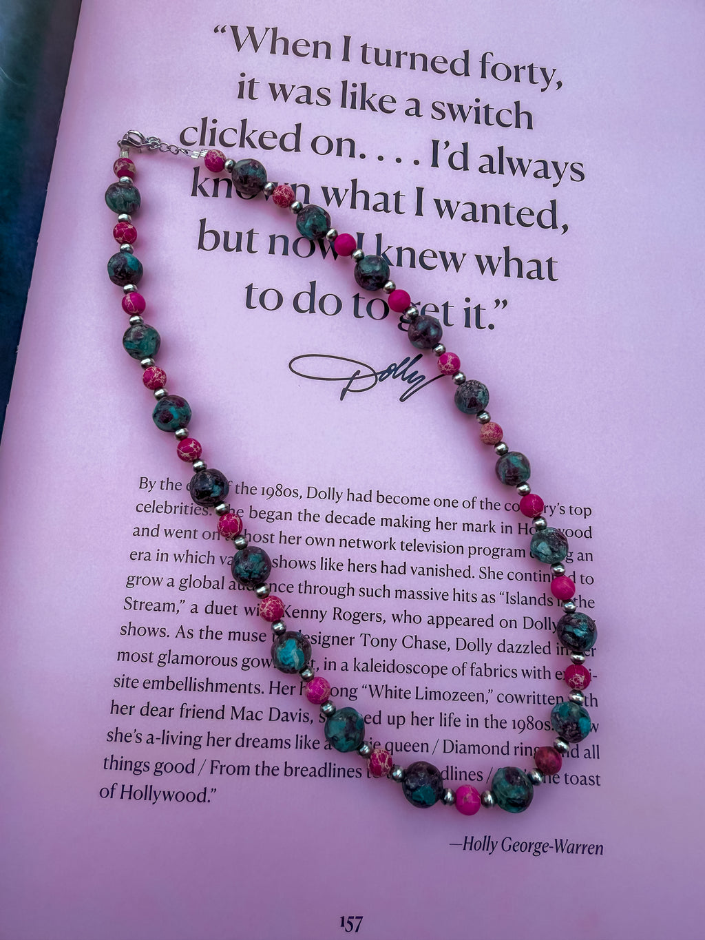 Genuine Pink and Blue Gemstone and Navajo Inspired Pearl Necklace