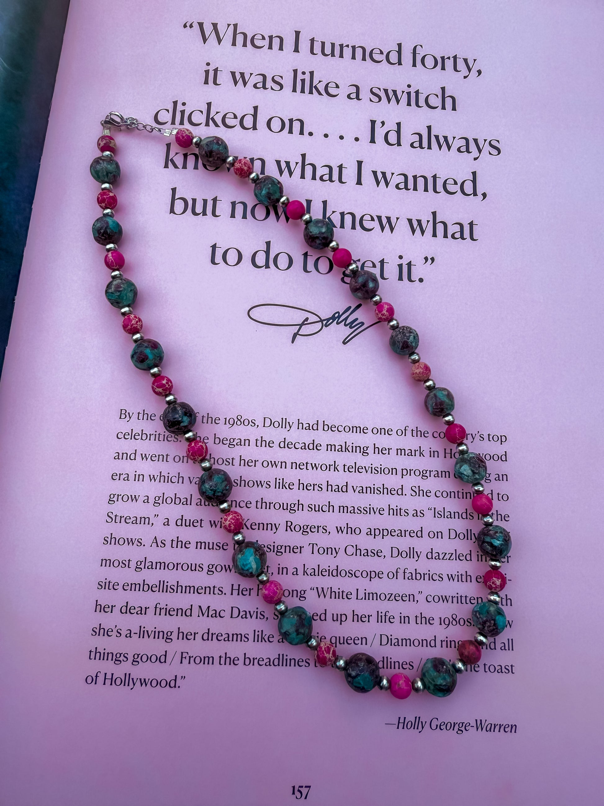 Genuine Pink and Blue Gemstone and Navajo Inspired Pearl Necklace