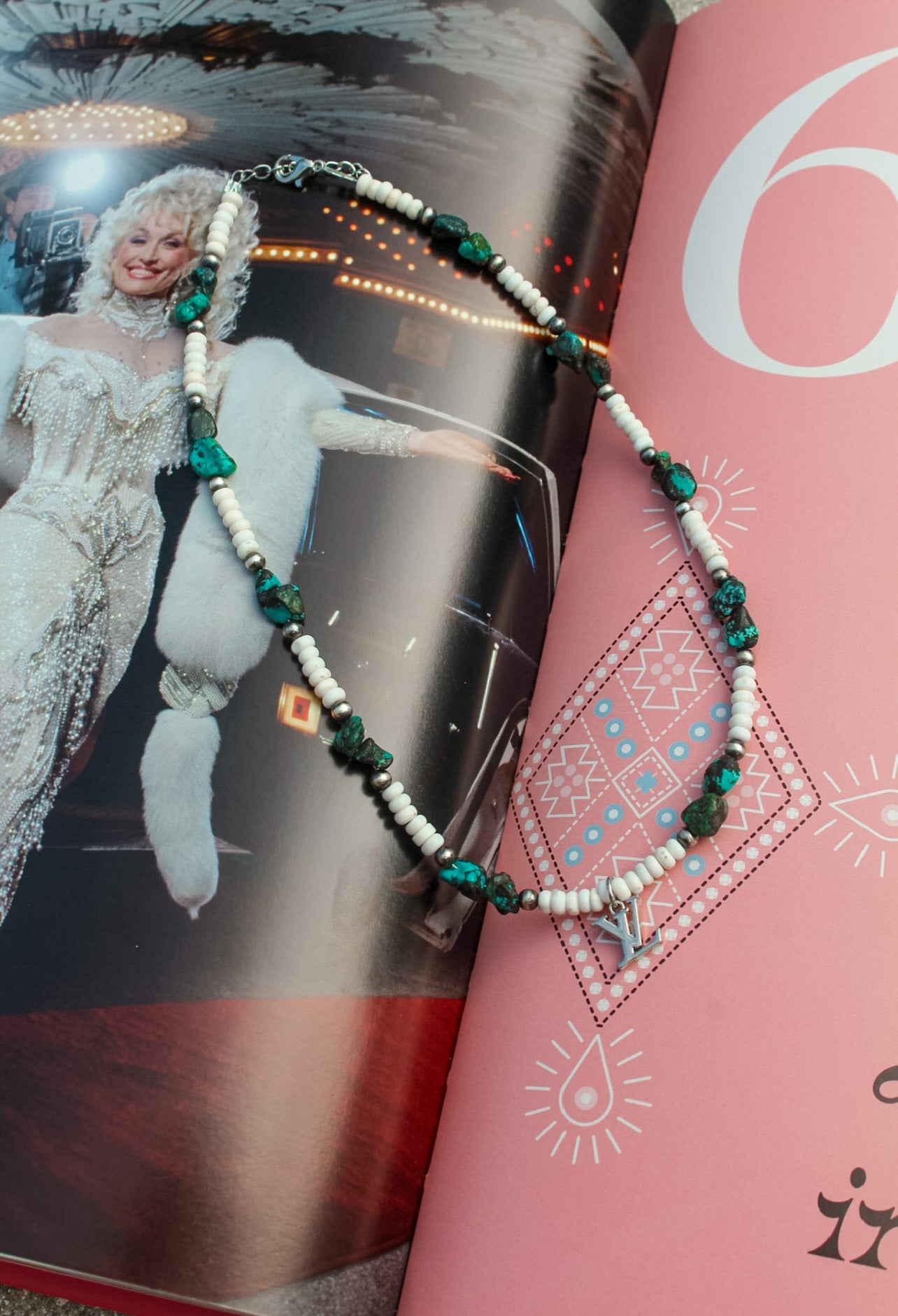 Louis Vuitton Navajo Inspired Pearl and Gemstone Necklace