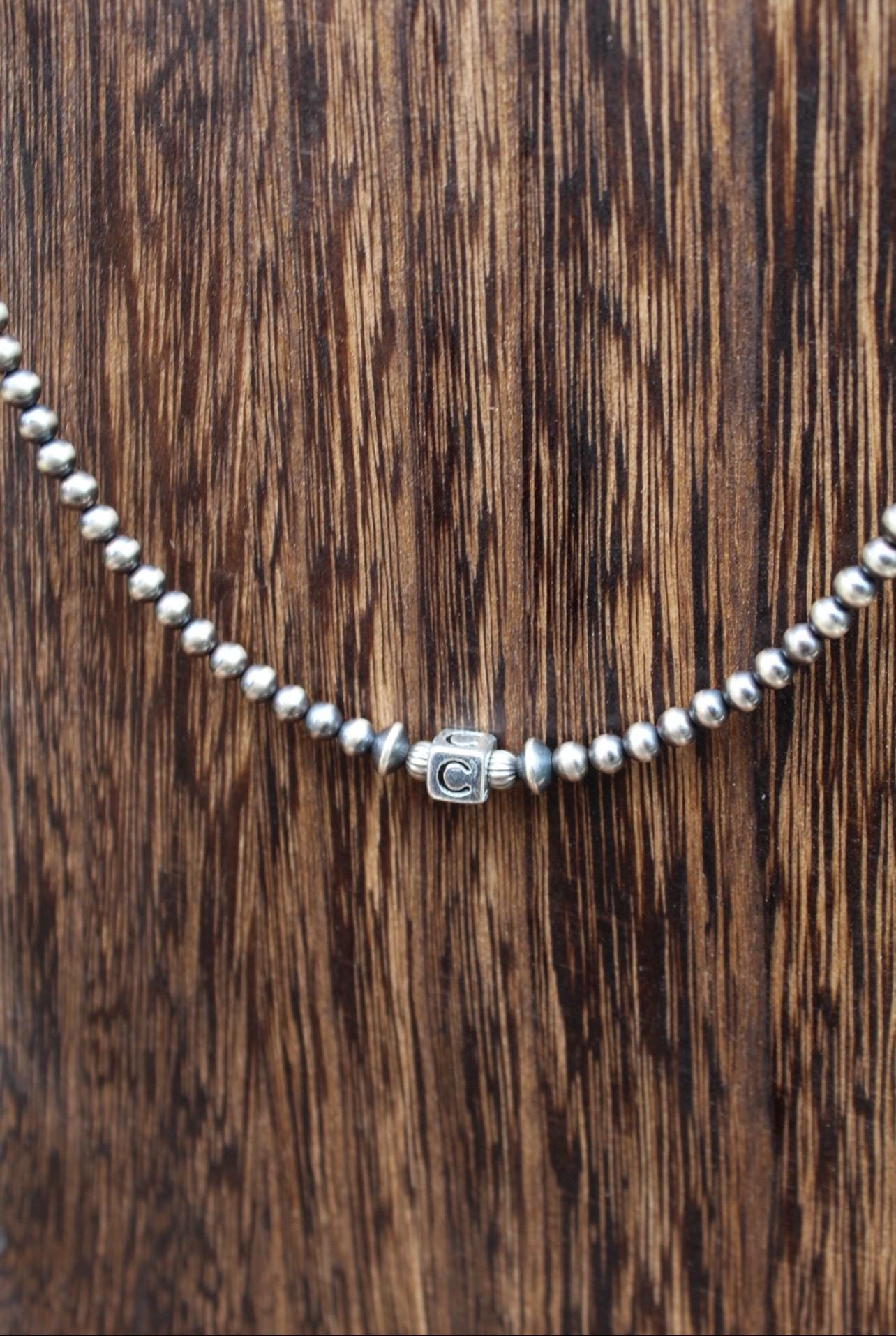 Navajo Inspired Pearl Inital Necklace