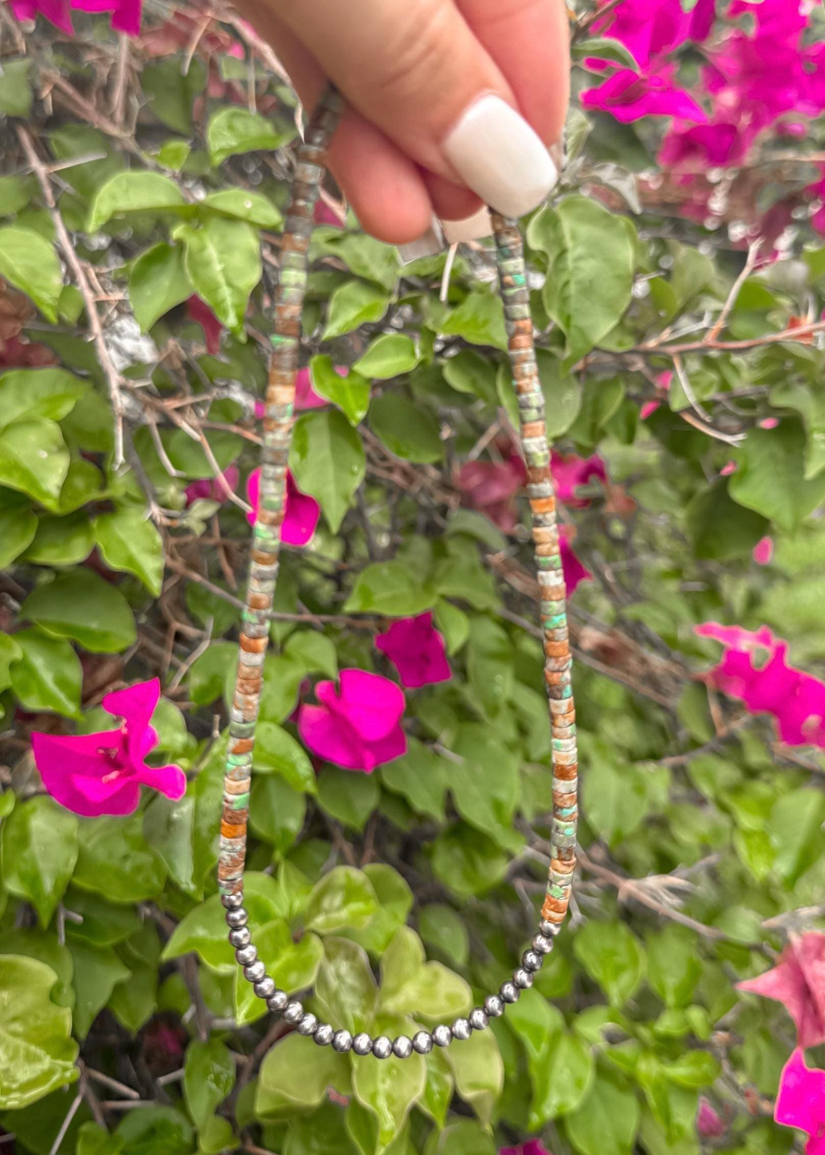 Genuine Turquoise and Sterling Silver Pearl Necklace