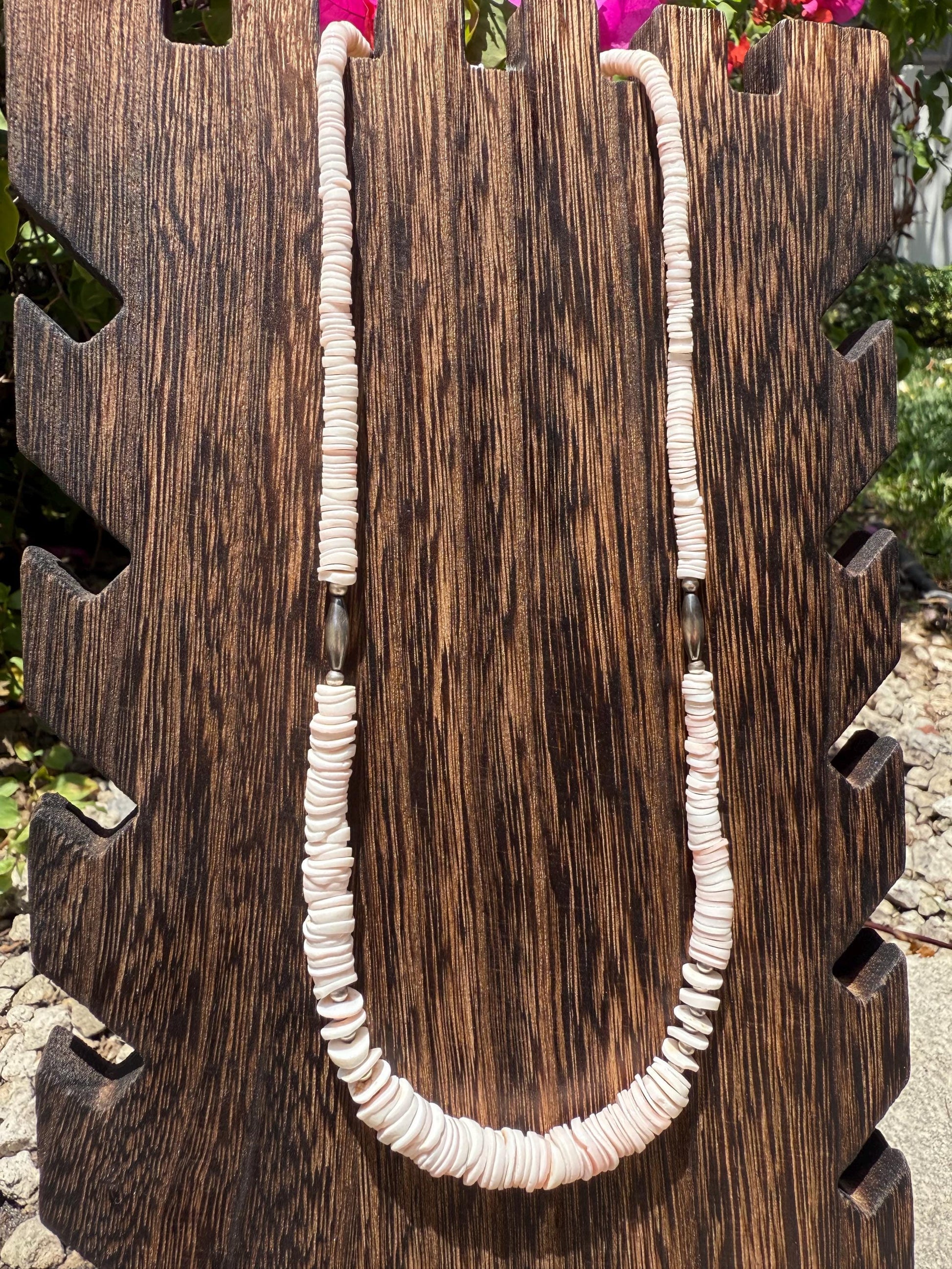 Graduated Pink Luhuanus Shell Heishi Bead and Navajo Inspired Pearl