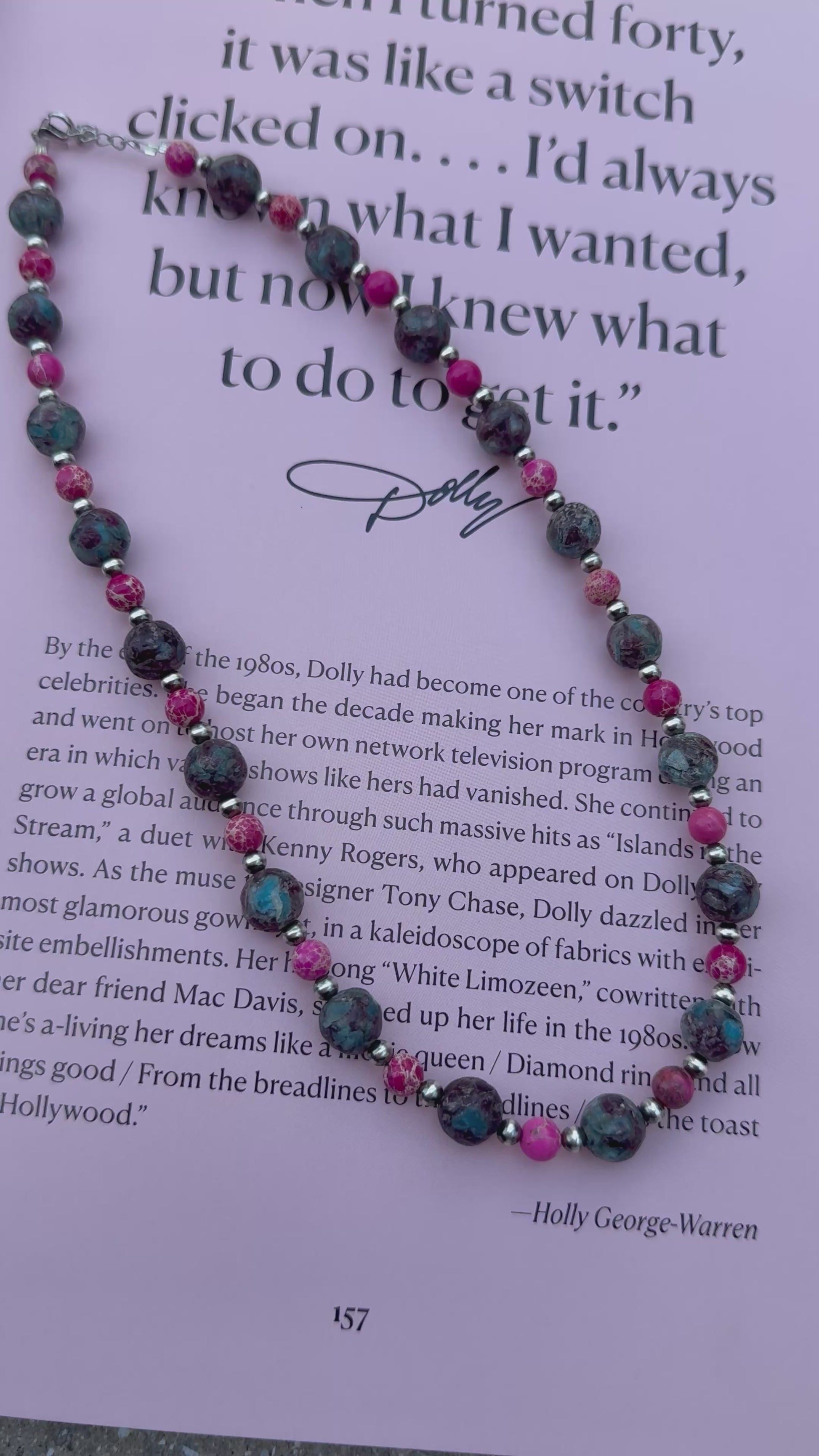Genuine Pink and Blue Gemstone and Navajo Inspired Pearl Necklace
