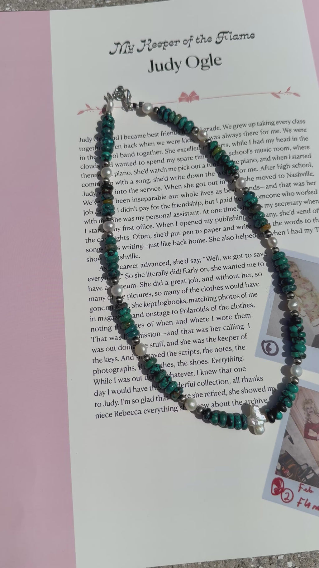 Pearl Cross and Genuine Turquoise Necklace